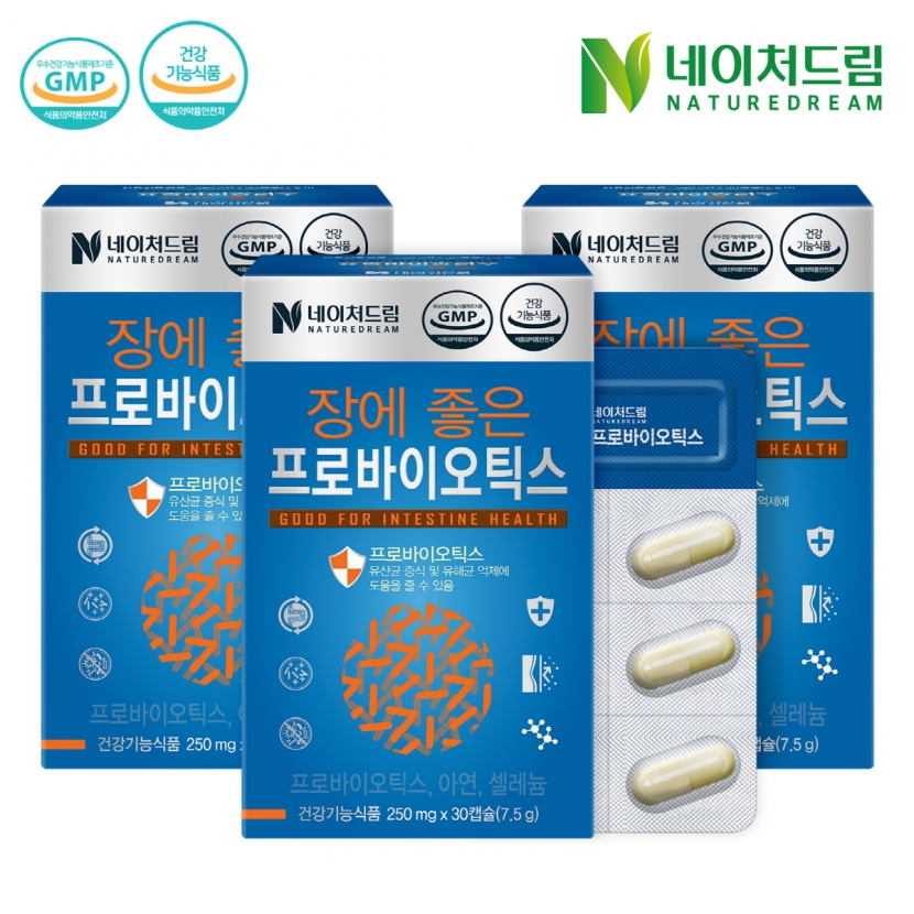 [네이처드림] 장에좋은 프로바이오틱스 250mg*30캡슐x3박스 (업체별도 무료배송)