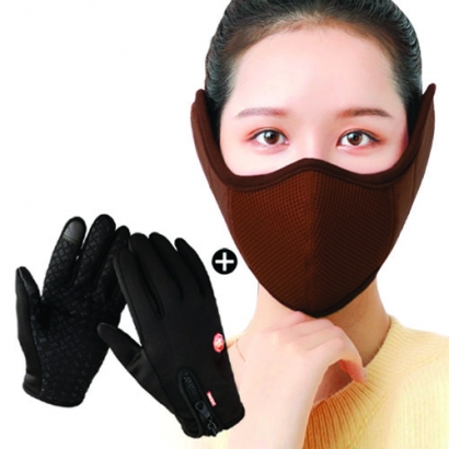 방한 기모 터치장갑+귀마개 마스크 세트 (2개이상 구매시) (업체별도 무료배송)