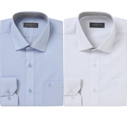 [란체티] 무지배색 솔리드 노멀핏 긴소매 셔츠 OZRC201 2종 택1 (업체별도 무료배송)