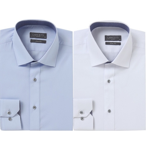 [란체티] 무지배색 솔리드 슬림핏 긴소매 셔츠 OZRC202 2종 택1 (업체별도 무료배송)