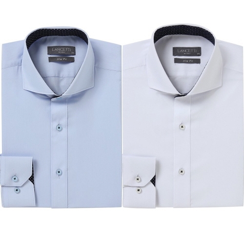 [란체티] 와이드카라 솔리드 슬림핏 긴소매 셔츠 OZRC204 2종 택1 (업체별도 무료배송)