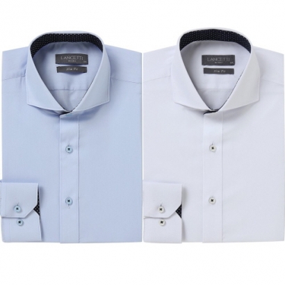 [란체티] 와이드카라 솔리드 슬림핏 긴소매 셔츠 OZRC204 2종 택1 (업체별도 무료배송)
