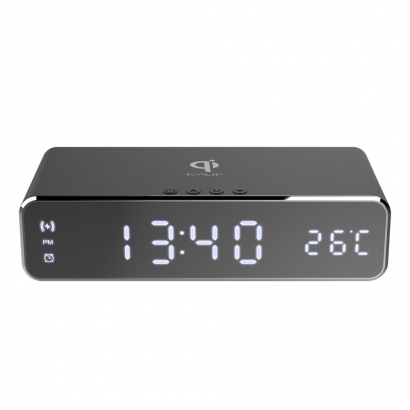 [KAUF] 10W 고속 무선 충전패드 탁상용 LCD 알람시계 KF-CW100 (업체별도 무료배송)