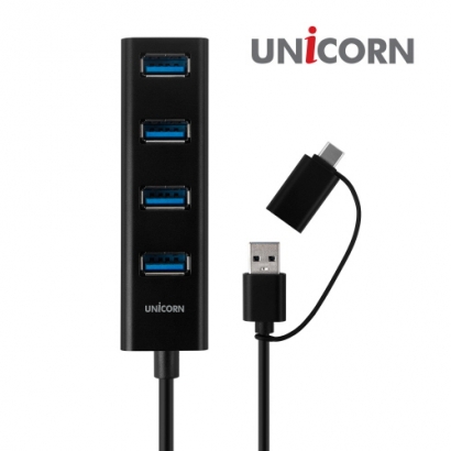 [유니콘] USB3.1 4포트 USB허브 (A타입+C타입 겸용) TH-500AC (업체별도 무료배송)