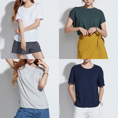 [홈쇼핑상품] 여성 코튼린넨 티셔츠 4종 택1 (3장이상 구매가능)(업체별도 무료배송)