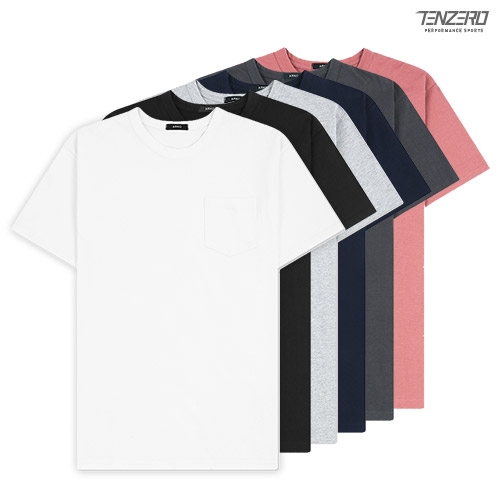 [텐제로] 비침없는 면 포켓 반팔 티셔츠 핑크 (105 사이즈) (업체별도 무료배송)