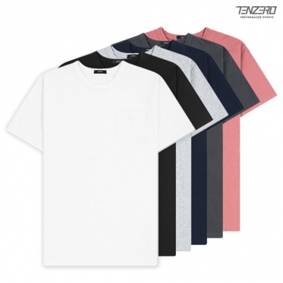 [텐제로] 비침없는 면 포켓 반팔 티셔츠 핑크 (105 사이즈) (업체별도 무료배송)