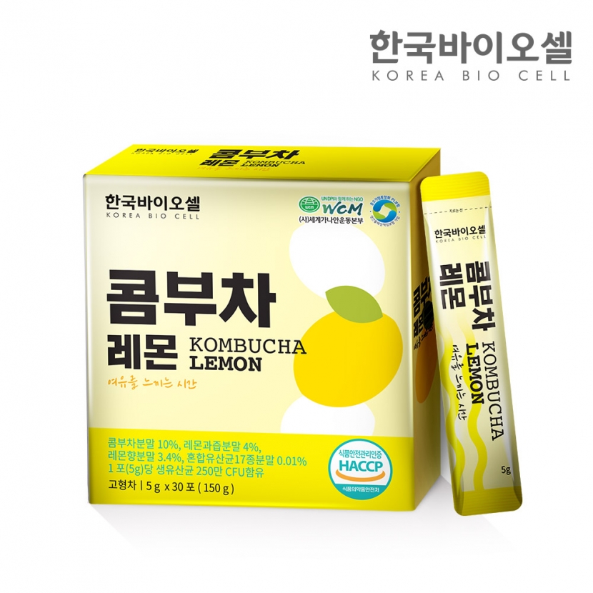 [한국바이오셀] 콤부차 레몬 5gx30포 1세트/3세트/6세트 (업체별도 무료배송)