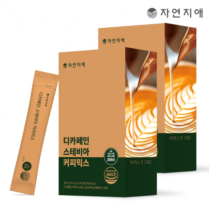 [자연지애] 디카페인 스테비아 커피믹스 10.3g*30스틱 x 2개 (업체별도 무료배송)