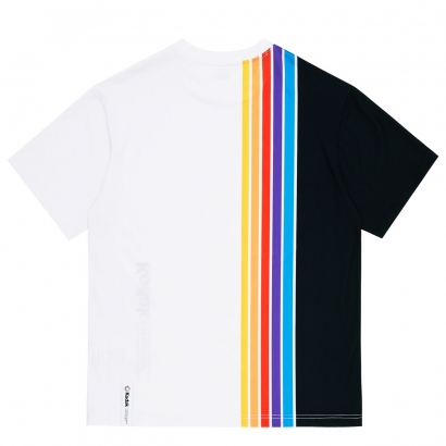 [B급상품] [KODAK] 코닥 남녀공용 골드플러스200 스트라이프 그래픽 반팔 티셔츠 화이트 (업체별도 무료배송)