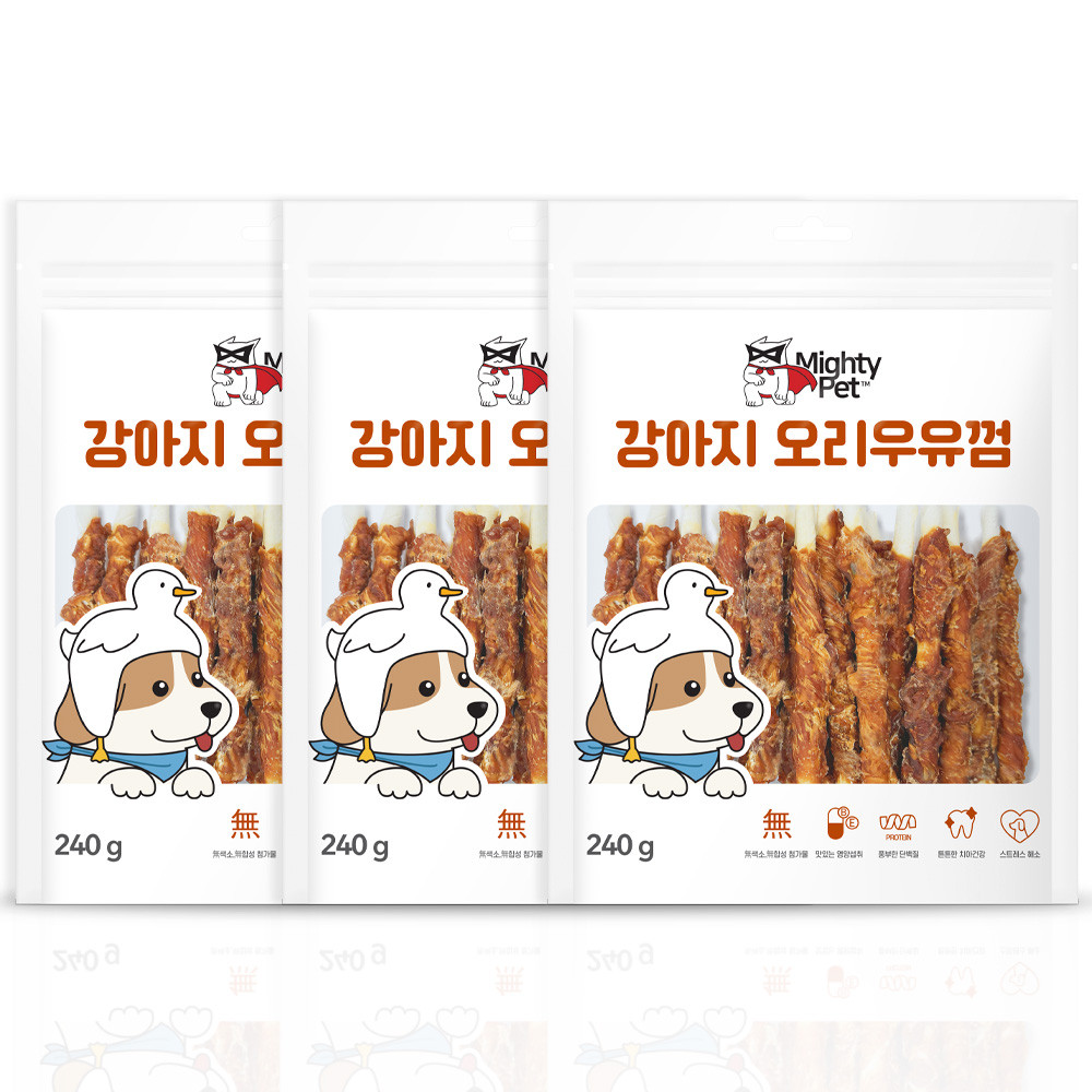 [마이티펫] 강아지 간식 우유껌 오리맛 240g x 1개 (3개이상 구매가능) (업체별도 무료배송)