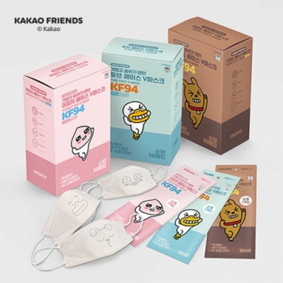 카카오프랜즈 캐릭터 KF94 초등학생 어린이 소형 마스크 1박스 (30매) (업체별도 무료배송)