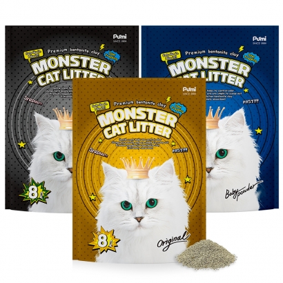 [주말특가] [몬스터캣리터] 고양이 벤토나이트 모래 8L x 3개 (총 19.5kg) (2개이상 구매가능) (업체별도 무료배송)