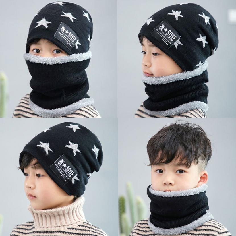 [키즈트리] 겨울 유아동 방한 스타 방한 모자 넥워머 세트 DM-112 (업체별도 무료배송)