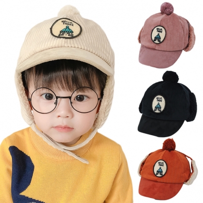 [키즈트리] 아동 유아 여아 어린이 초등 겨울 방한 골덴 귀달이 모자 DM-113 (업체별도 무료배송)