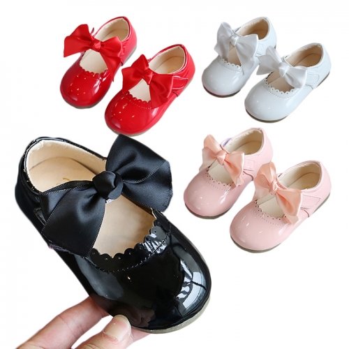 [키즈트리] 여아 유아동 리본 에나멜 메리제인 플랫 단화 구두 신발 XZ-448 (업체별도 무료배송)