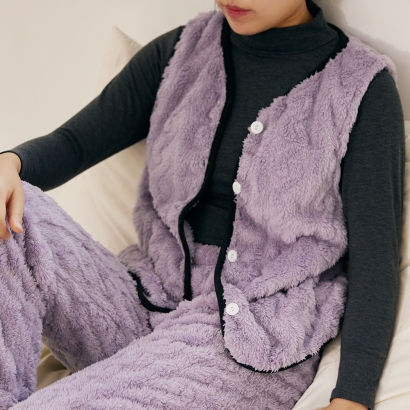 [테라우드] 여성 양털 수면 꽈배기 조끼 파자마 잠옷 홈웨어 (업체별도 무료배송)