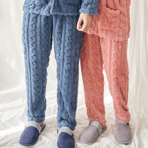 [테라우드] 남녀공용 커플 양털 수면 꽈배기 잠옷바지 파자마 팬츠 홈웨어 (업체별도 무료배송)