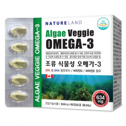 [네이쳐랜드] 조류 식물성 오메가3 634mg*60캡슐 X 6박스 (6개월분) (업체별도 무료배송)