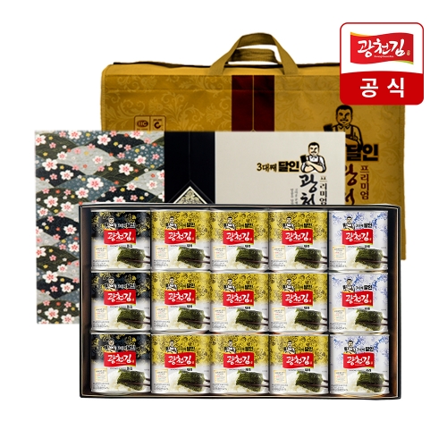 [광천김] 달인 캔김 15캔 고급 선물세트 (1호) (업체별도 무료배송)