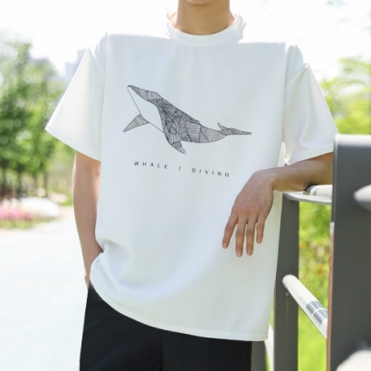 남성 웨일 데일리 루즈핏 티셔츠 (업체별도 무료배송)