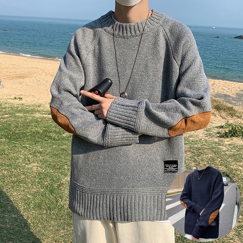 남성 루즈핏 클래식 패치 니트 스웨터 색상 3종택1 (업체별도 무료배송)