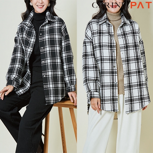 [홈쇼핑상품] [CERINI by PAT] 여성 체크 박시 셔츠 2종 세트 23w (업체별도 무료배송)