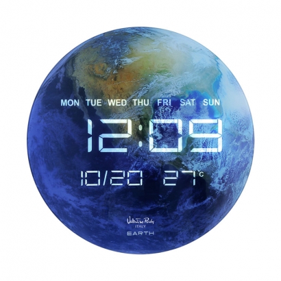 [발렌티노루디] 액자형 원형 지구 / 달 LED 온도 벽시계 탁상시계 (업체별도 무료배송)