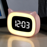 [발렌티노루디] 충전식 LED 고양이 탁상시계 알람 무드등 (색상택일) (업체별도 무료배송)