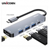 [유니콘] C타입 5in1 HDMI 멀티 USB3.1 허브 4K 미러링 PD 87W 충전 지원 알루미늄 TCH-P20 (업체별도 무료배송)