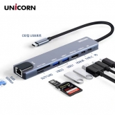 [유니콘] C타입 8in1 LAN포트 HDMI 멀티 USB허브 4K 미러링 PD 87W 충전지원 알루미늄 TCH-L60 (업체별도 무료배송)