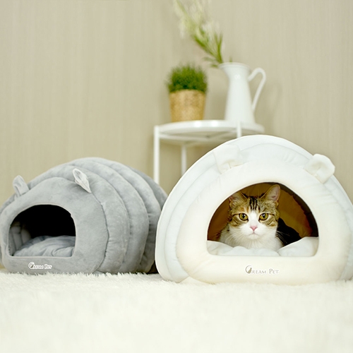 [크림펫] 고양이 숨숨집 동굴 하우스 (2종 택1) (업체별도 무료배송)