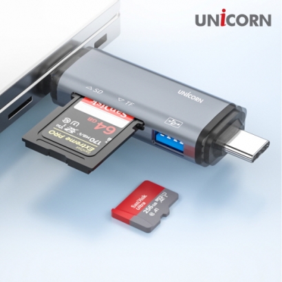 [유니콘] OTG멀티카드리더기 A타입/C타입/8핀 USB3.1포트지원 XC-3000M (업체별도 무료배송)