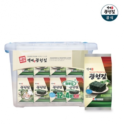 백제 광천김 파래 도시락김 4g x 32봉+리빙박스 (업체별도 무료배송)