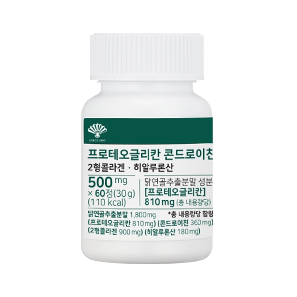 [동화약품] 프로테오글리칸 콘드로이친 2형콜라겐 히알루론산 500mg*60정 X 2병 (업체별도 무료배송)