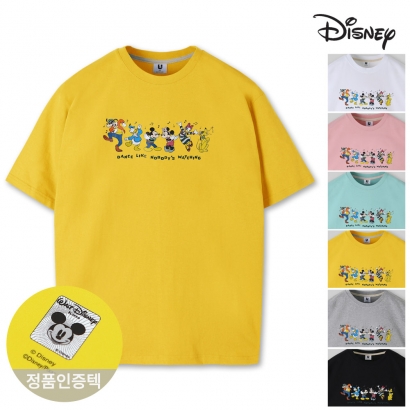 [디즈니] 남여공용 댄스 미키 프린팅 반팔 티셔츠 MIS007 (업체별도 무료배송)