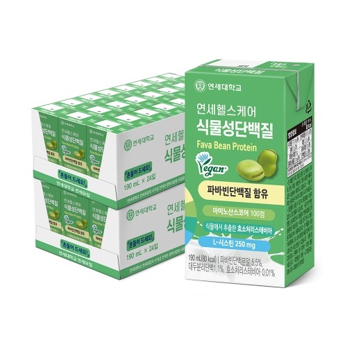[연세] 헬스케어 식물성단백질 파바빈 (190ml*24입) x 2박스 (업체별도 무료배송)