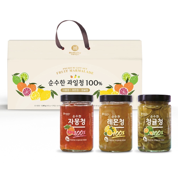 [타임특가] [맥널티] 순수한 레몬+자몽+청귤 과일청 선물세트 (업체별도 무료배송)