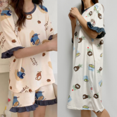 여성 여름 잠옷 세트(티셔츠+반바지+원피스) (업체별도 무료배송)