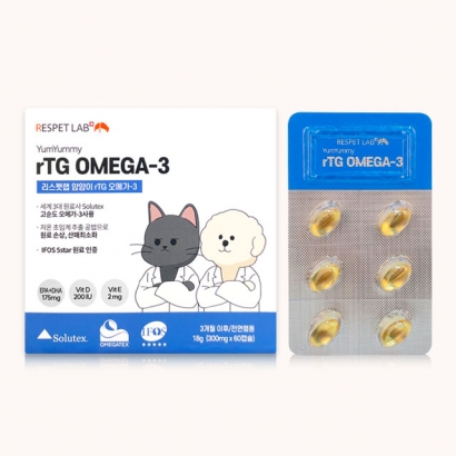 [리스펫] 강아지 고양이 rTG 오메가3 (면역력 영양제) (30캡슐/60캡슐) (업체별도 무료배송)