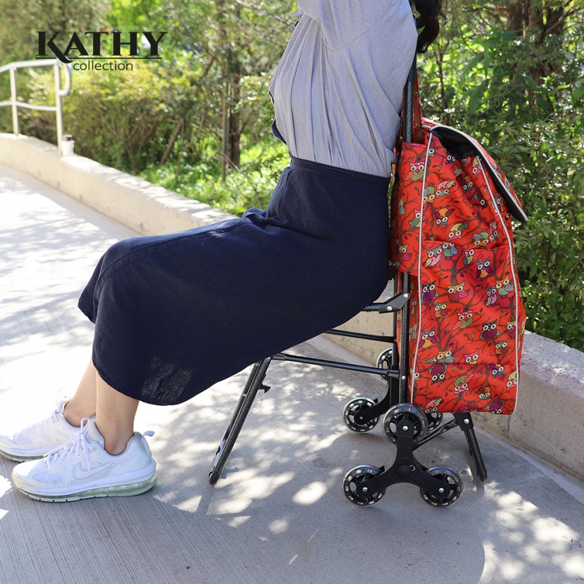 [캣티컬렉션] 부엉이 계단형 접이식 의자 쇼핑카트 (보냉백 증정)(업체별도 무료배송)