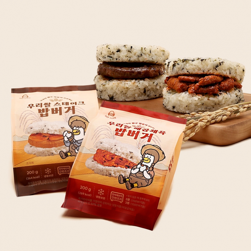 [주말특가][힙덕] 우리쌀 밥버거 200g x 10팩 (매콤제육5 + 스테이크5) (업체별도 무료배송)