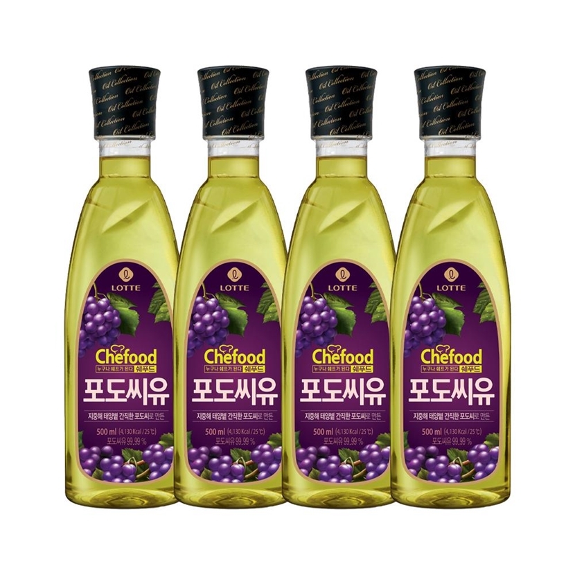 [롯데] Chefood 포도씨유 500ml x 4개 (업체별도 무료배송)