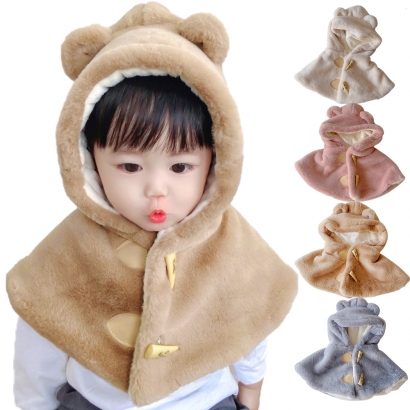 [키즈트리] 유아동 겨울 방한 털 후드 케이프 모자 DM-133 (업체별도 무료배송)